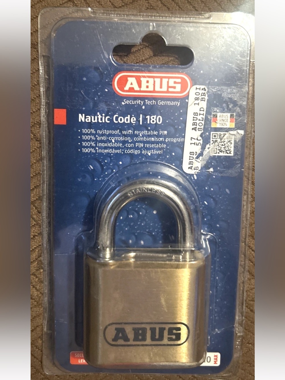 ABUS Nautic Code 180|B/50 Lock w/Combination and Key - New